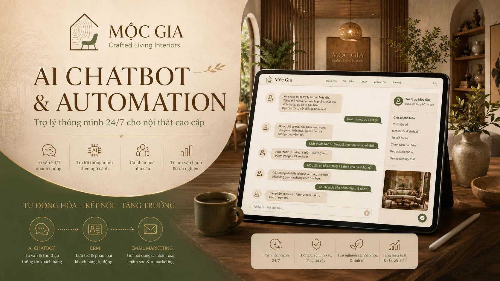 Mộc Gia — Crafted Living Interiors: Câu chuyện thương hiệu nội thất cao cấp chinh phục thị trường số