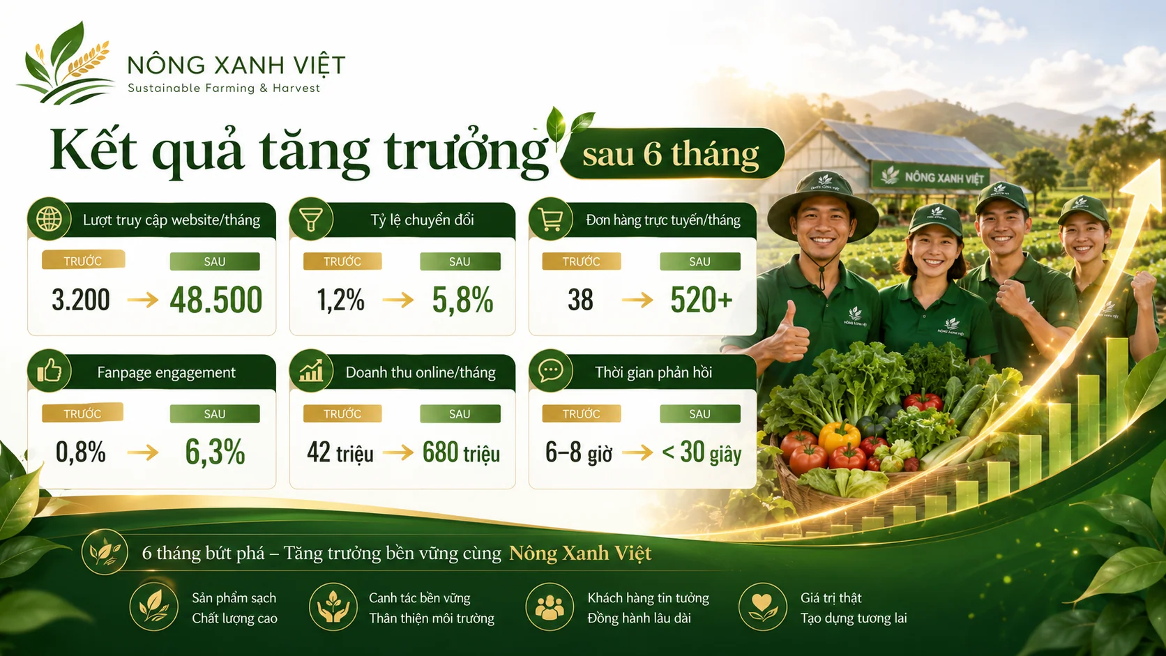 Nông Xanh Việt – Sustainable Farming & Harvest: Hành Trình Xây Dựng Thương Hiệu Nông Nghiệp Sạch